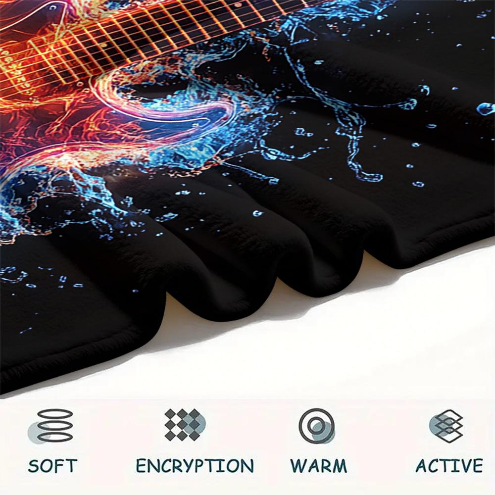 Guitar Print Flannel Blanket, High Quality Comfortable for All Seasons, Home Decor, Warmth and Comfort, Perfect for Christmas Gifts