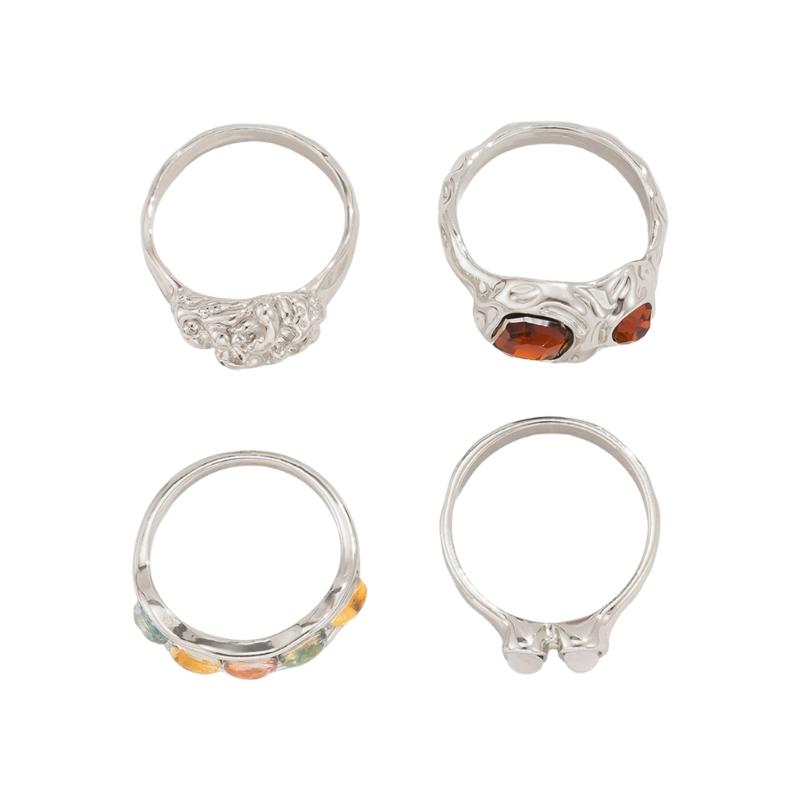 Fashionable Sturdy Metal Geometric Rings Set with Stylish Gemstones Portable for Fashion Women Ladies Casual Wear