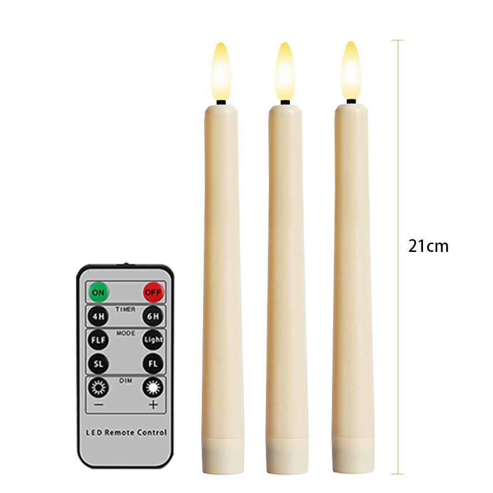 Elektronische Kerze mit Batterie-Timer und Fernbedienung, flammenlose LED-Kerzen, Tränenlicht, Hochzeitsessen, Heimdekoration, 21 cm