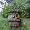 House Statue Solar Powered Led Light Resin Houses Sculptures House Figurine House Craft Miniature for Outdoor Patio Farmhouse