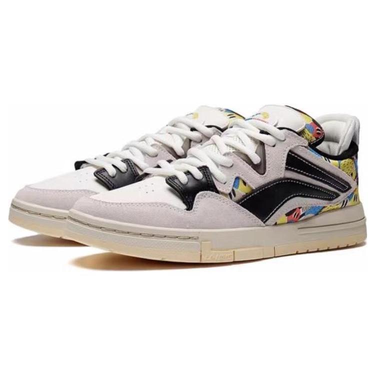New LiNing Wave Pro Anti Slip Wear Resistant Low Top Skateboard Shoes Women's White Black AECS036-1