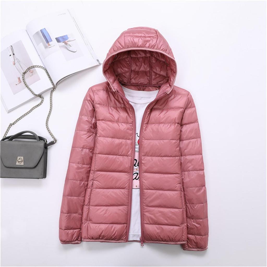 Women's Lightweight Hooded Down Jacket - Winter Collection, Plus Size Available