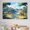 2D Nursery Room Background Cloth Wild Africa Elephant Giraffe Banner for Decor