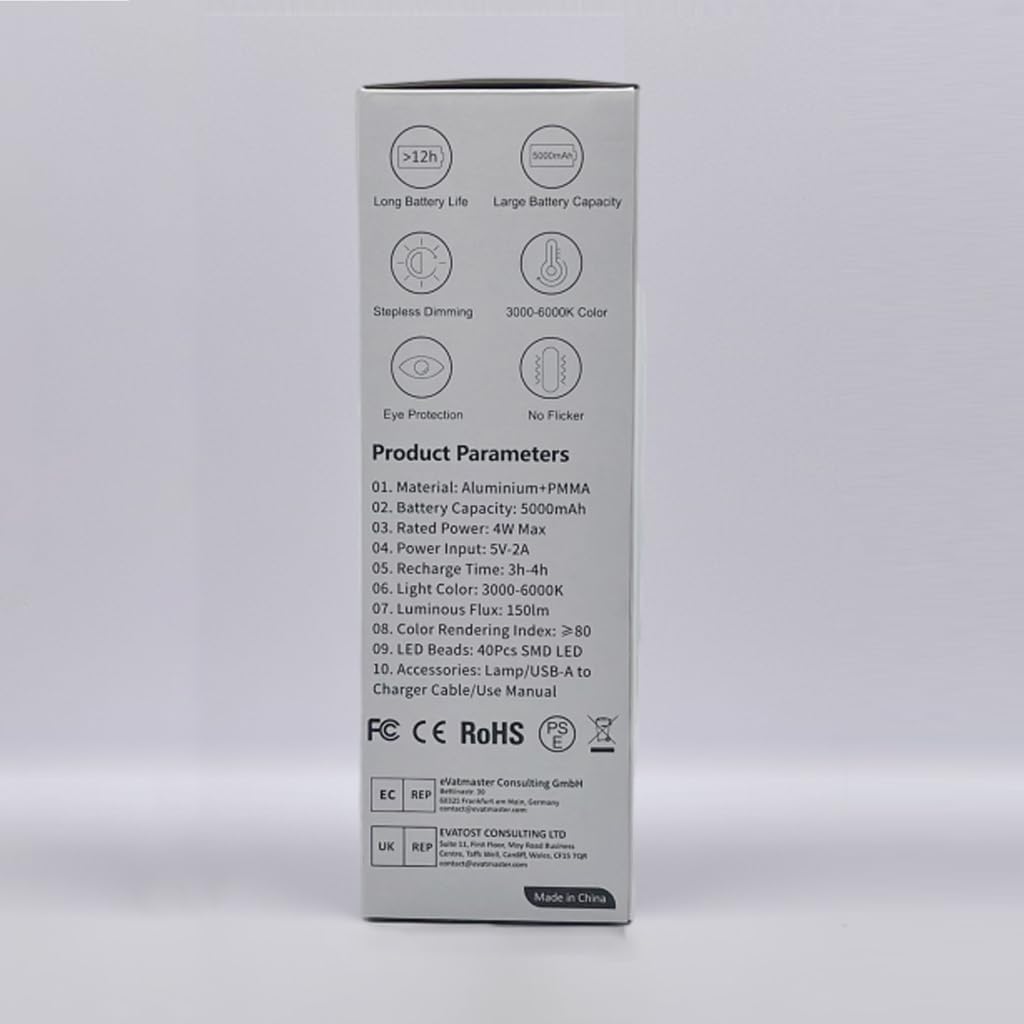 Upgraded Cordless Table Lamp, 5000mAh Rechargeable Battery, IP54 Waterproof, Aluminum Alloy, 3 Color Modes Stepless Dimming Up To 40 Hours, for