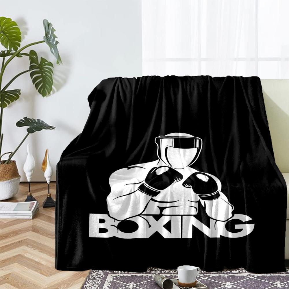 Boxing Theme Printed Blanket - Perfect for Couch, Bed, Travel & Outdoor Use | Machine Washable, Cozy & Durable.