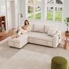 Sofa bed with sleep function, L-shaped sofa, chaise longue with storage space, with pocket storage, left and right interchangeable. Beige.