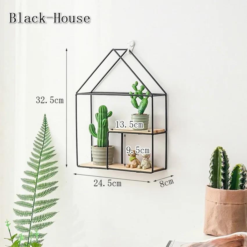 1 stk Svart / Gull Nordisk Vegghylle Metall Jern Oppbevaringsstativ Flerformet DIY Hjemmedekor Multifunksjonell Kombinasjon Praktisk