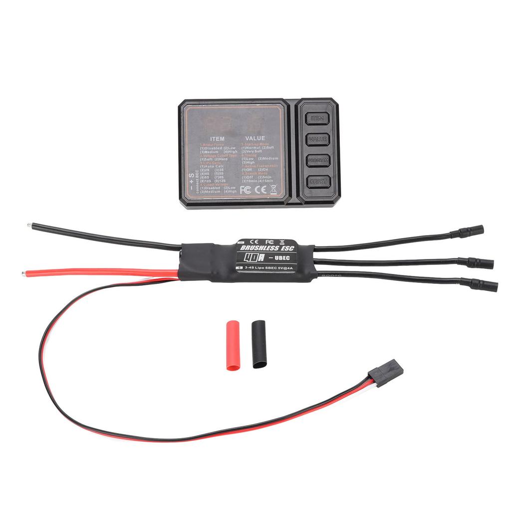 40A RC Brushless ESC 3 4S LiPo Input 5V 4A BEC Output Model Airplane Electric Speed Controller with Programming Card