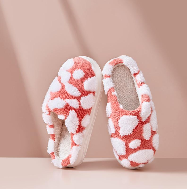 Thick-bottomed plush cotton slippers female cute home autumn and winter thickened warm cotton mop