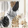 Boho Shower Curtains for Bathroom Mid Century Gold Grey Tropical Palm Leaves Minimalist Hotel Dorm Modern Waterproof Fabric Shower Curtain Set with