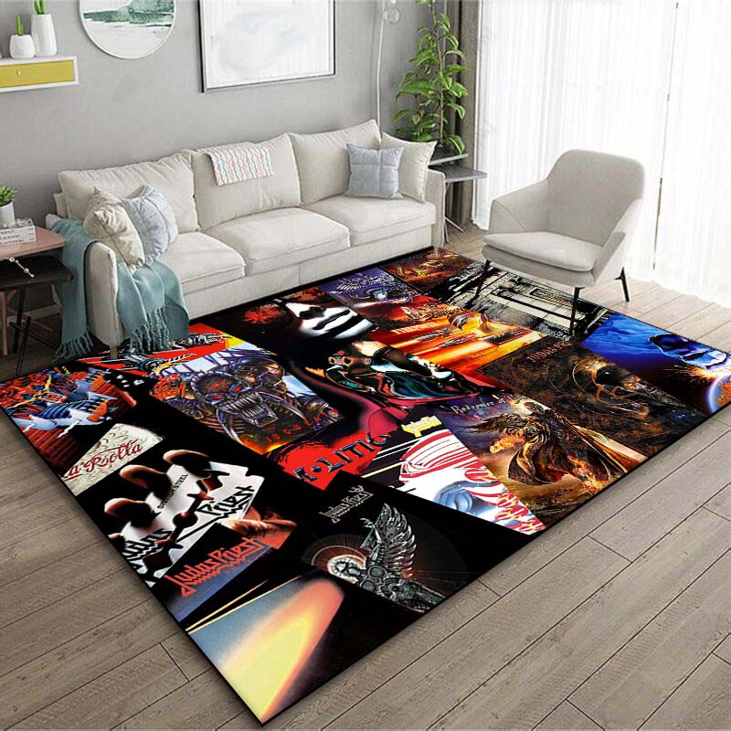 Doom J-Judas Priest Pattern Floor Mat Carpet 15 Size Living Room Bedroom Bedside Floor Mat Area Rug Music Room Club Decor
