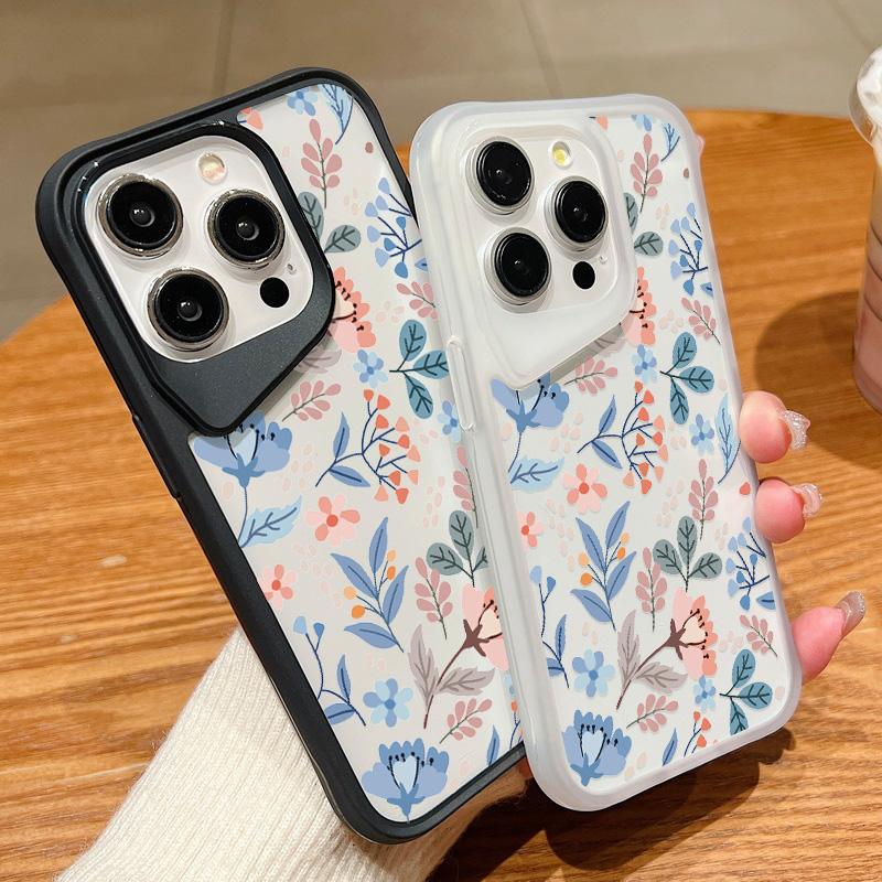 Shockproof Slim Hybrid Acrylic Phone Case for iPhone 15 Pro Max 14 Plus 13 Transparent Colorful Flower Soft Edge Cover