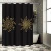 Vintage Gold Leaf Shower Curtain Waterproof Fabric Print Home Decor Bathroom Hanging Shower Curtains for Wet Rooms Black with Fl