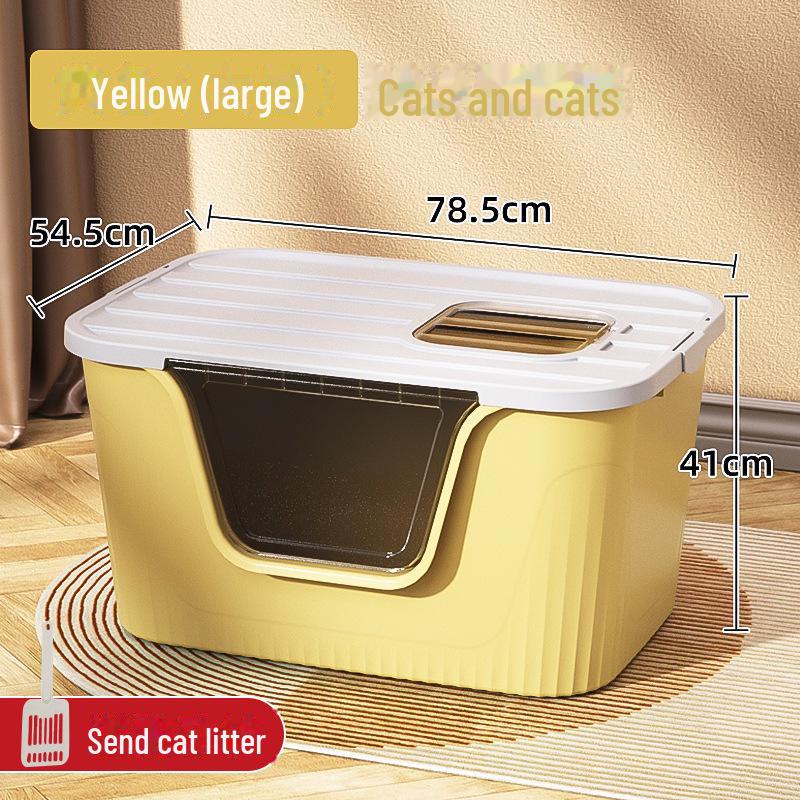 

Гигантский закрытый брызгозащищенный туалет для кошек очень крупных пород, таких как мейн-куны Enclosed