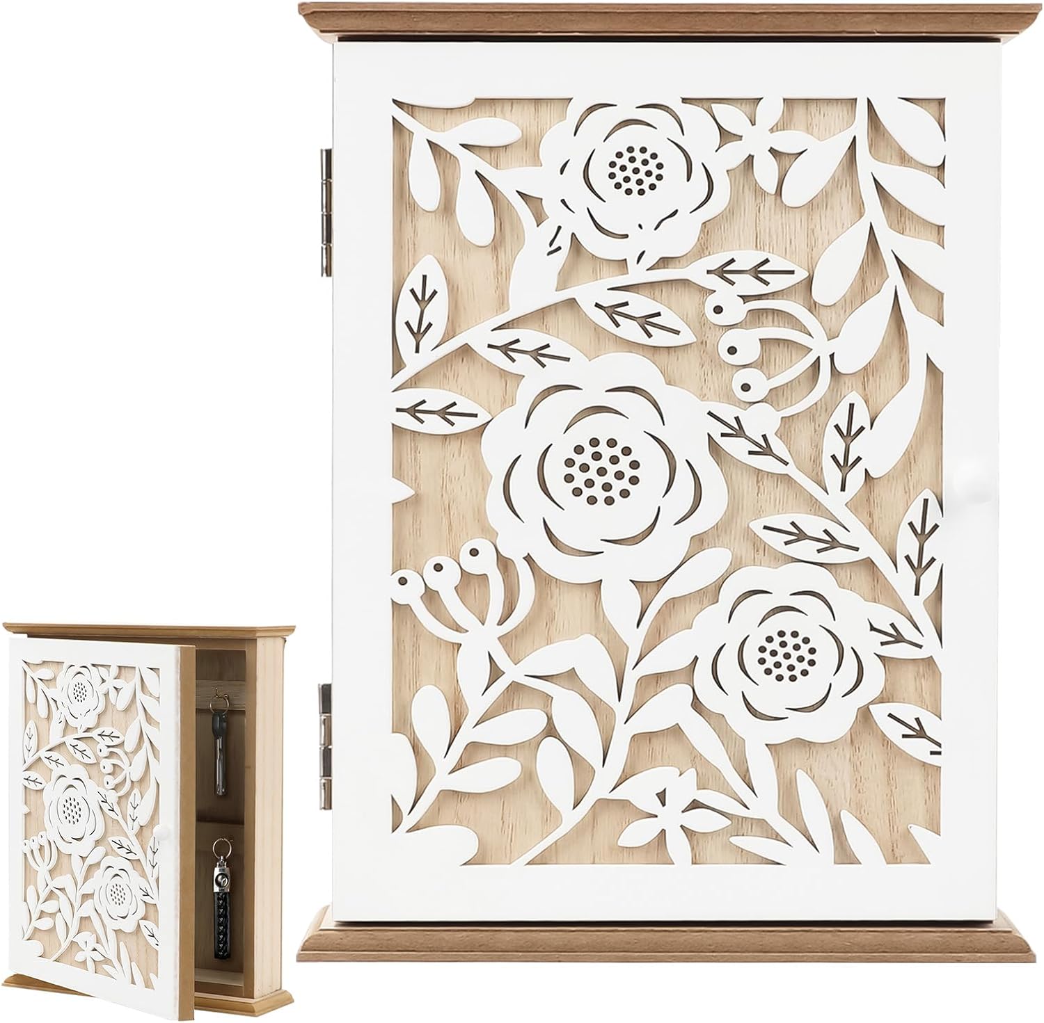 

Key Box Gifts Easy Installation with Hooks Multipurpose Wood Ornament Key Cabinet for Entryway Schools Offices Homes Warehouse