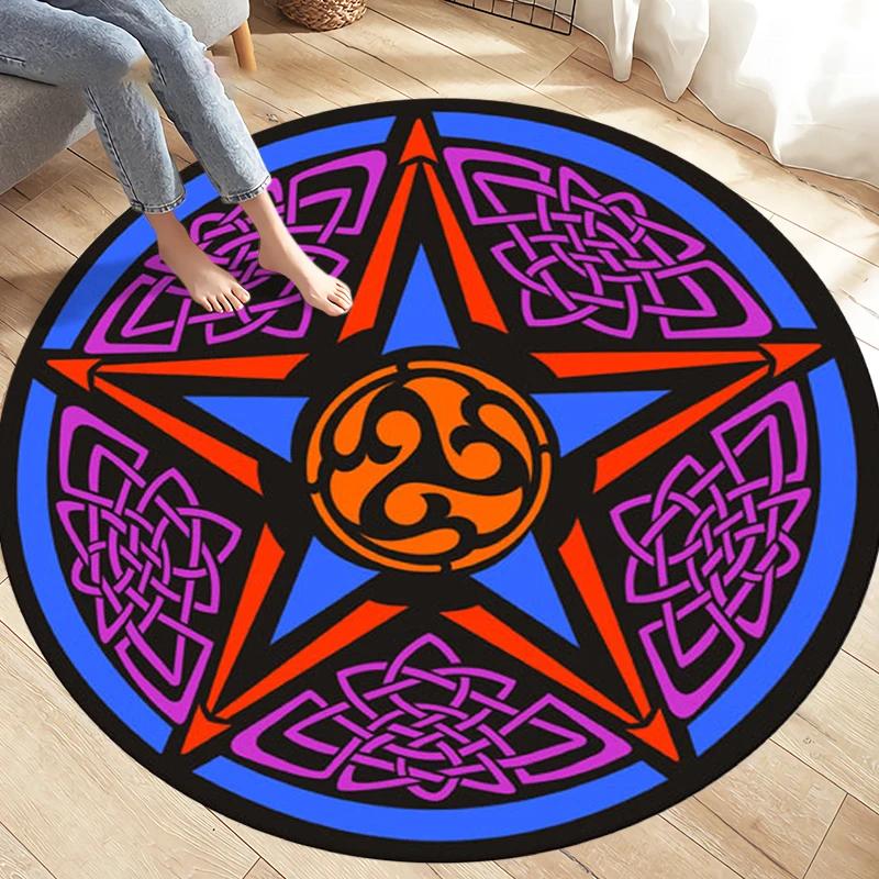 Fashion Magic Cartoon Puerto Round Rug Children's Room Magic Play Non-slip Washable Carpet for Children's Birthday Gift Carpet