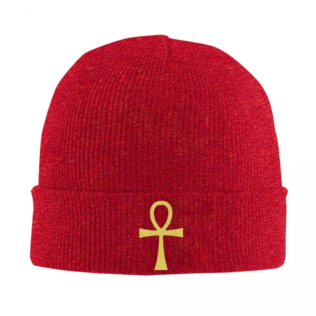 Ancient Egyptian Symbol Ankh Key Of Live Hats Autumn Winter Skullies Beanies Baggy Cap Unisex Women Acrylic Knitted Hat