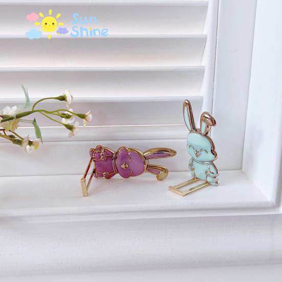 Mobile Phone Stand Trolley Rabbit Carrying Cartoon Self-adhesive Strong Adorable Capacity Electroplated Ring Finger Mobile Phone