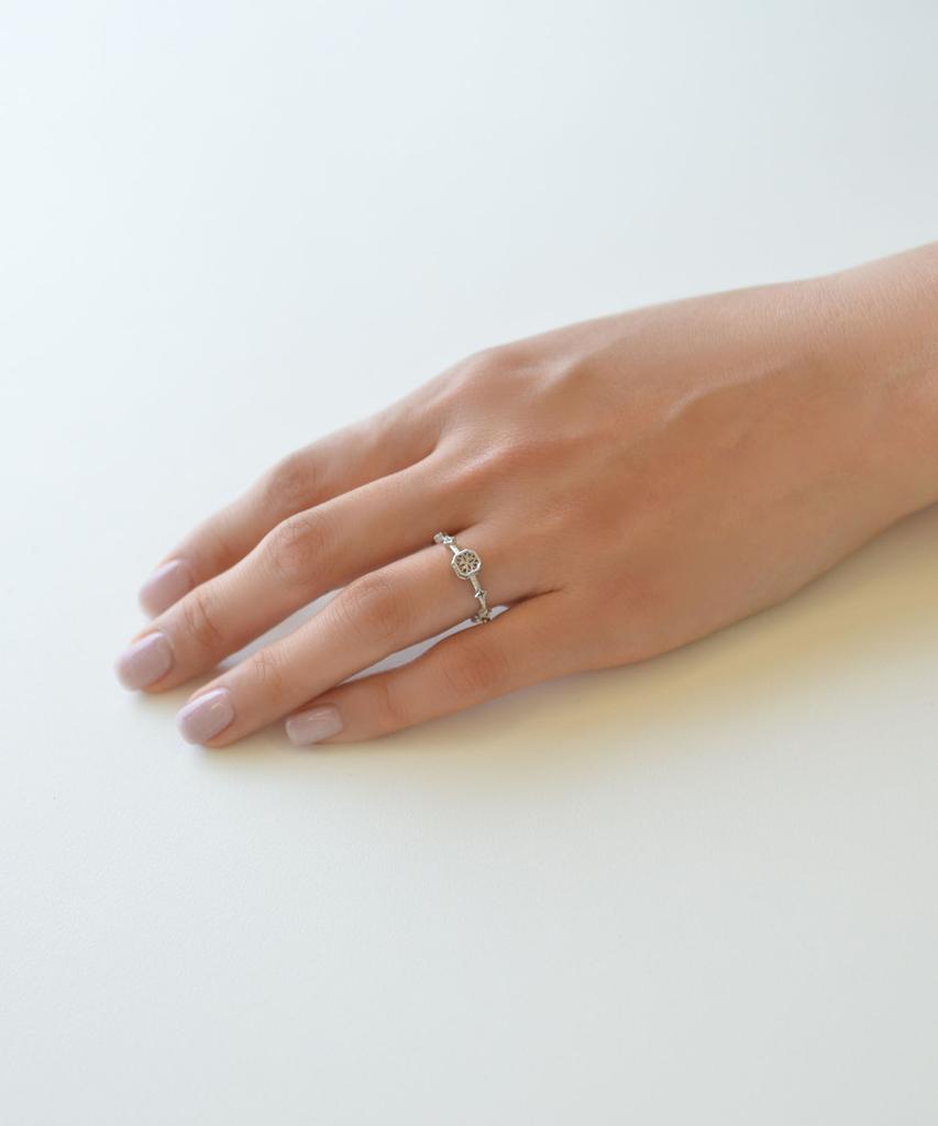 Vivus Ventana Diamant Slim White Gold Silver Ring