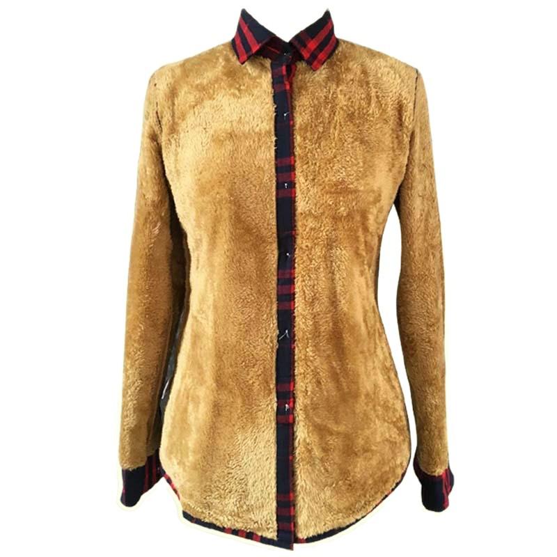 Women's 2025 Winter Slim Fit Cotton Plaid Shirt - Long Sleeve, Fleece Lined, Thick, Versatile, Plus Size