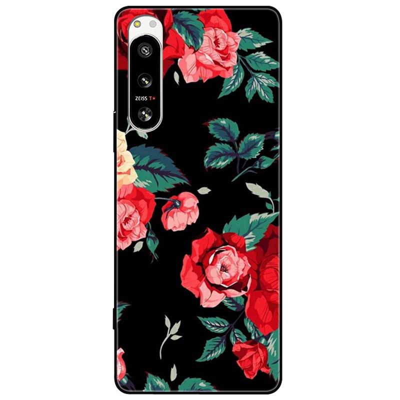 For Sony Xperia 5 IV / 1 IV Case 10IV Soft Silicone Flower Phone Back Cases For Sony Xperia 10 IV V Cover 5IV TPU Bumpers 10V