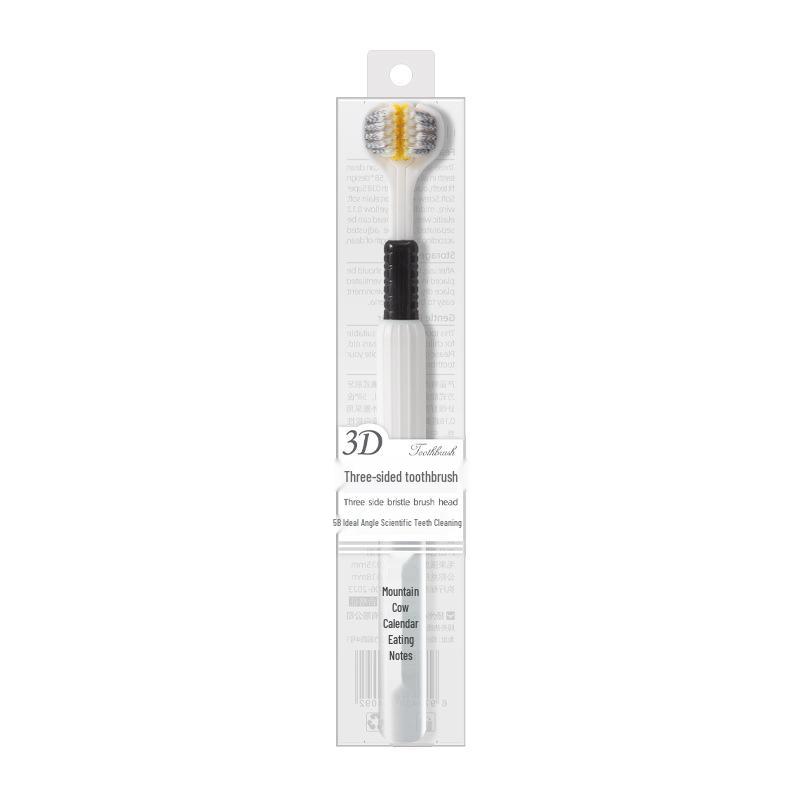 Individually Packed Adult Three-Sided Soft Bristle Toothbrush with Spiral Interdental Cleaners