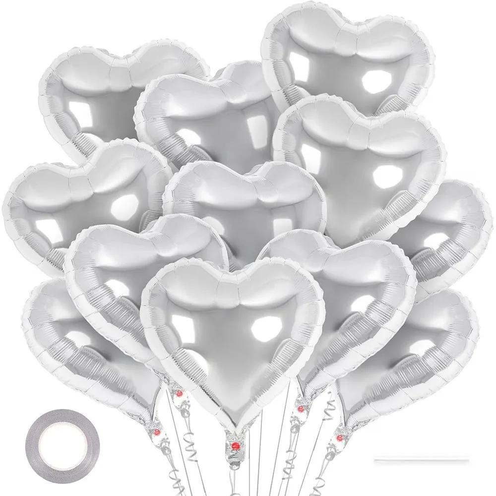 12Pcs 18 inch Heart Foil Balloons Love Decoration Inflatable Love Heart Balloon Funny Red Black Gold Pink