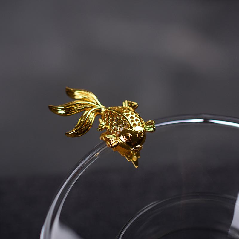 Fish Glass And Stainless Steel Tea Strainer with Holder Base Fine Mesh Filter for Loose-leaf Tea Gongfu Tea Coffee Beverages