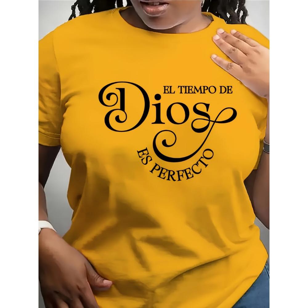

Women s Casual Short Sleeve Crew Neck T-Shirt Green Letter Print Top Regular Fit for Spring & Summer Graphic Text Tee XS