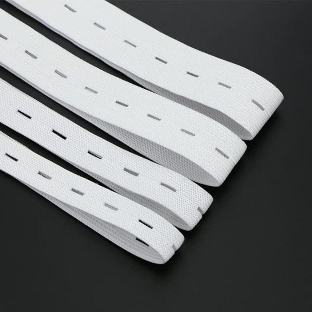Black White Button Hole Elastic Belt Adjustable Hole Garment Sewing Accessories Elastic Stretch Belt Flat Band DIY