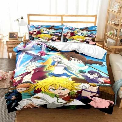 Comfortable Anime Print Duvet Cover Set With Duvet Cover And Pillowcases King Queen Twin Sizes For All Ages
