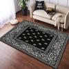 Paisley Pattern Carpet Black White Rug Blue Decorative Mat Symmetrical Border Living Room Mat Non-Slip Home Decoration Floor Rug