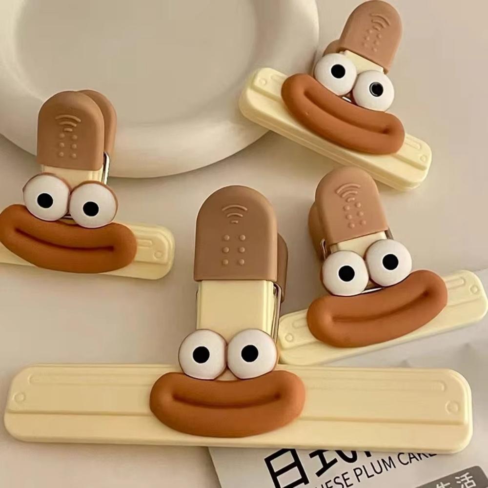 2pcs Creative Face Bag Sealing Clip Food Snack Clip Kitchen Tools Decorative Small Clip Refrigerator Plastic Food Bag Storage