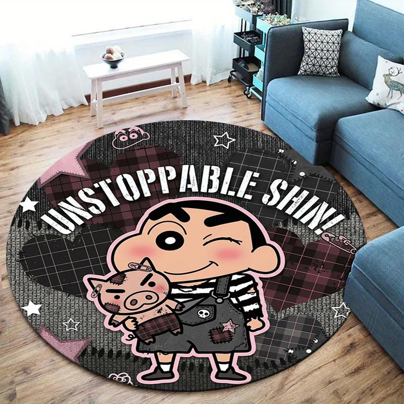 Crayon Shinchan Round Area Rug Carpet Rug For Living Room Bedroom Sofa Playroom Decor Nonslip Floor Mat