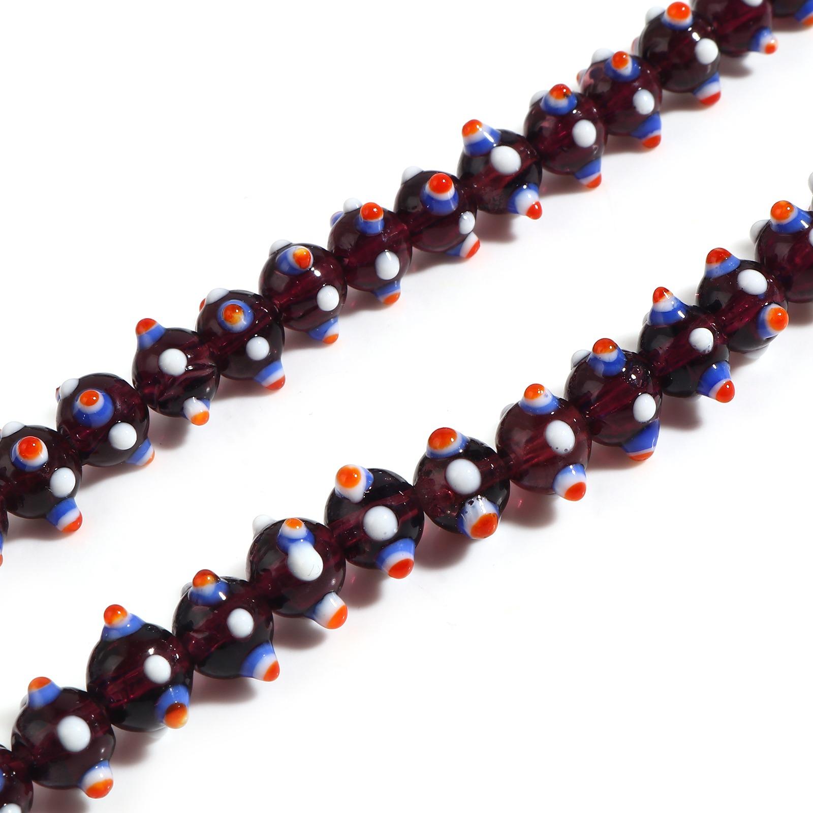 

10PCs Multicolor 11mm Lampwork Glass Beads Round Ball Loose Spacer Beads DIY Making Necklace Bracelets For Girls Women Jewelry глубокий пурпурный