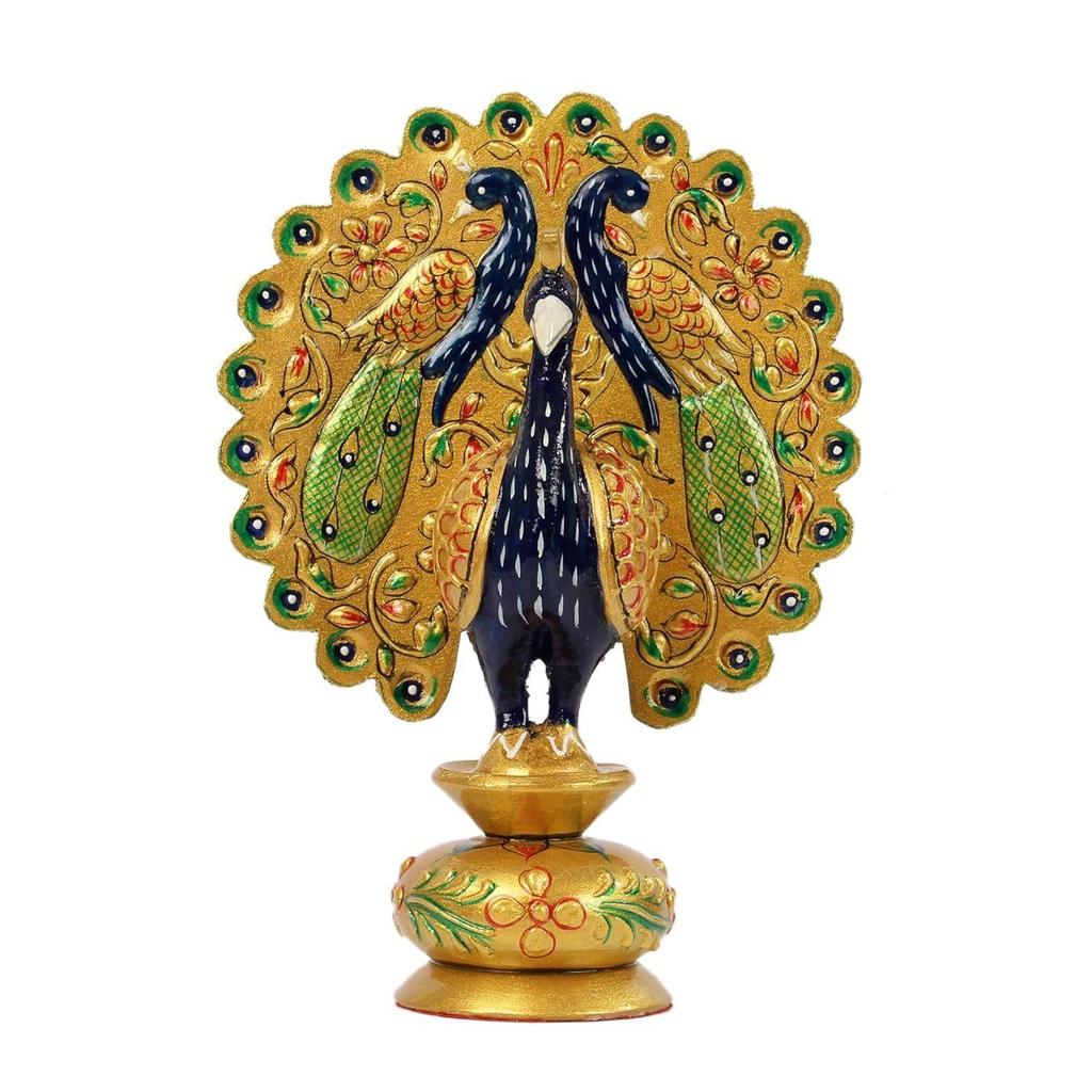 Golden Amboz Resin Dancing Peacock Showpiece Figurine for Home Office Decor Gifts