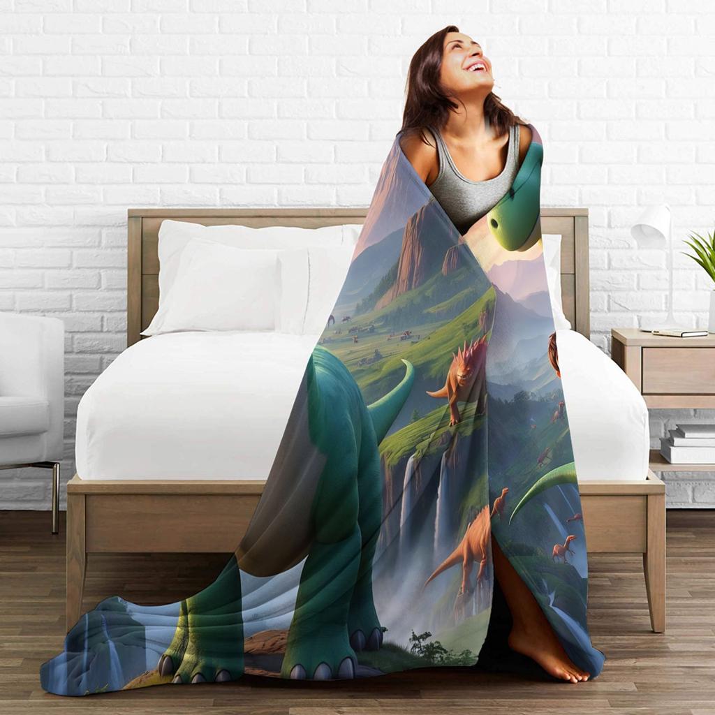 The Good Dinosaur Arlo Spot Gebreide Deken Schattige Cartoon Flanellen Plaid Dekens Beddengoed Bank Ultra-Zacht Warm Sprei Draagbaar