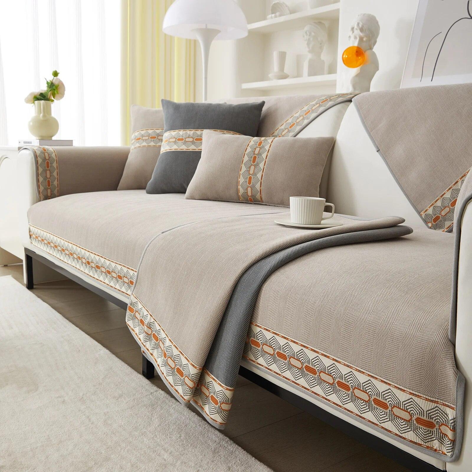 Universal Chenille Sofa Cushion Cover Four Seasons Soft Light Luxury Towel Simple New Sofa Cushion 70x70cm 1pcs