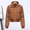 Kurze, dicke Damenjacke mit Reißverschluss, einfarbig, warm, für Herbst und Winter, leichter, wattierter Mantel mit hohem Kragen für den Alltag und die Arbeit