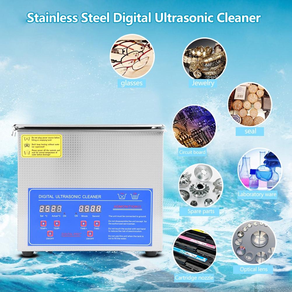 Aparat de curățare digital ultrasonic Cronometru pentru baie Curățare rezervor inoxidabil 3L cu ultrasunete