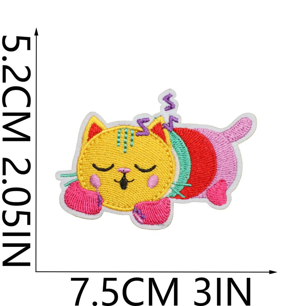 Little Girl Embroidery Cloth Sticker Pet Kitten Patch Sticker Clothes Decoration Cartoon Kitten Computer Embroidery Chapter Sticker