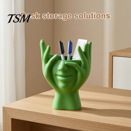 Multifunctional Desktop Bin 3D Printed Face Vase, Face-Holding Pen Holder Art Decor, Creative Makeup Brush Abstract Holder, Flower Arrangement