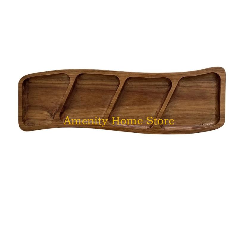F26C Durable User Friendly Bamboos Snacks Tray For Home Camping And Outdoor Parties With Multiple Compartments