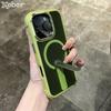 Invisible Kickstand Fold Holder Translucent Matte Case For iPhone 16 15 14 13 12 Pro Max Plus for MagSafe Magnetic Bracket Cover