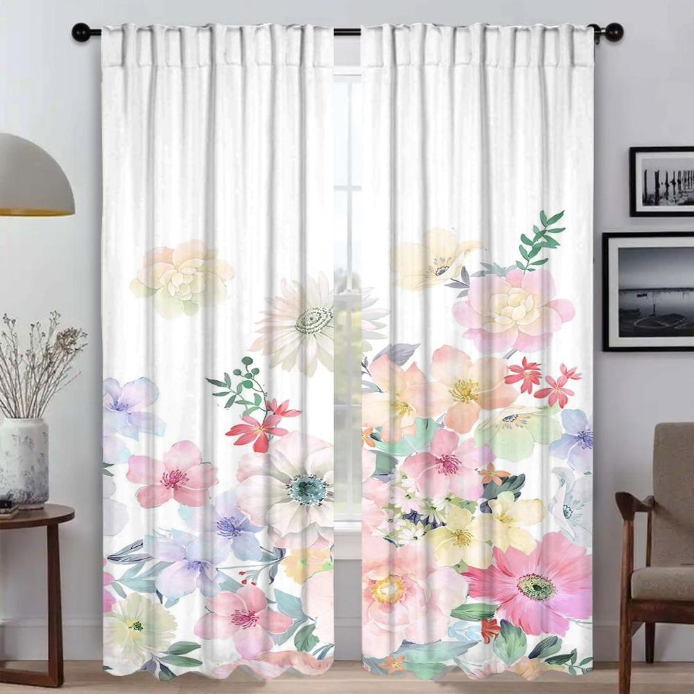 A Little Flowers Elegant Room Curtains for Living Room Halloween Decoration Partition Tulle for Bedroom Blackout Curtain Blinds