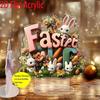 2D Flache Böhmische Stil Acryl Osterei und Hase Thema Schreibtischdekoration, Geeignet für Wanddekoration, Veranda, Zimmer, Villa, Akzente Zuhause, Flur