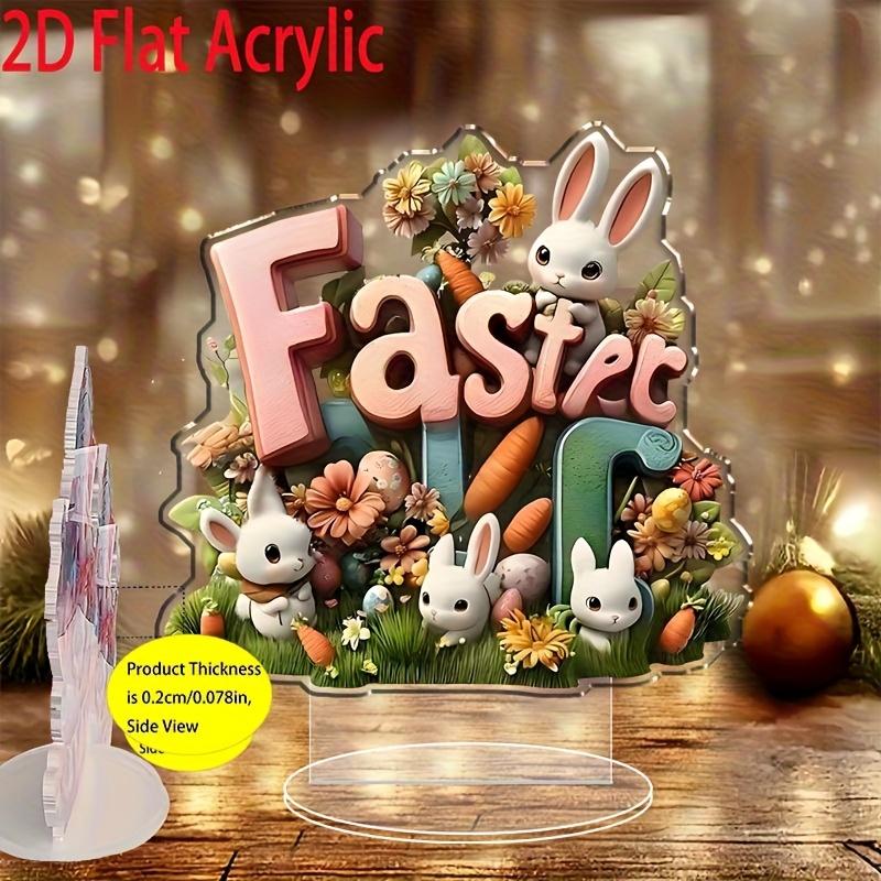 2D Flache Böhmische Stil Acryl Osterei und Hase Thema Schreibtischdekoration, Geeignet für Wanddekoration, Veranda, Zimmer, Villa, Akzente Zuhause, Flur