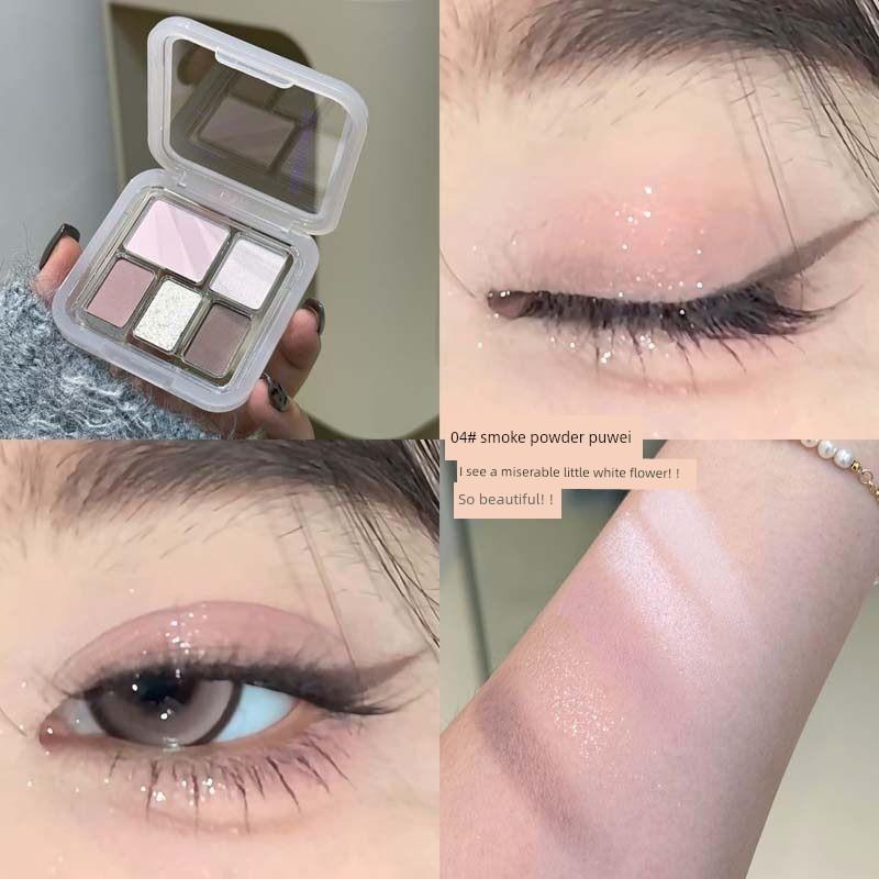 Dreamcore Blue Black Smokey! Cloud Veil Eyeshadow Palette with Five Colors, Matte Ice Blue Smokey Earth Tones, Portable and Affordable
