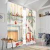 2pcs,2D Plane Printing Print Curtains Christmas Bird Candle Ornament Fireplace Polyester Woven (without Rod) All Seasons Ldeal
