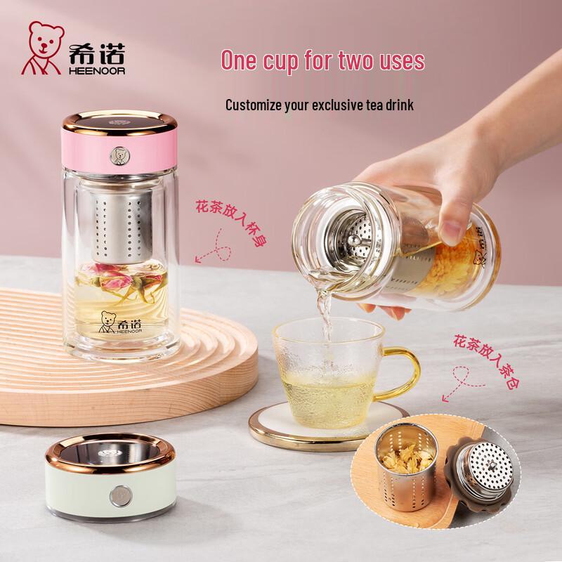 HEENOOR Double Layer Glass Tea Infuser Bottle